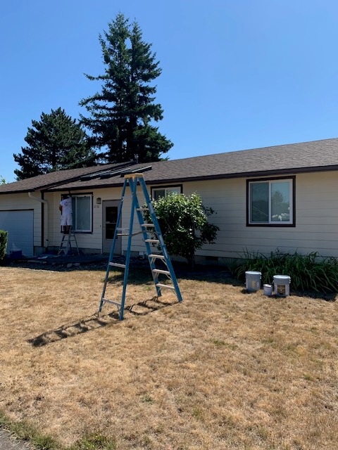 Painting in Action on Exterior Residential Job