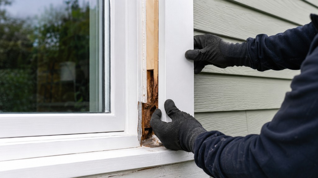 Window frame wood rot exposed during exterior repair